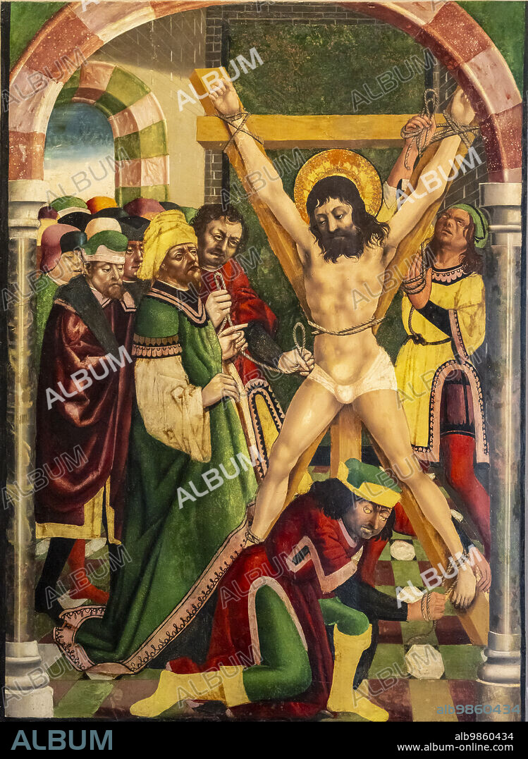martyrdom of San Andres, 15th century, Pedro Diaz de Oviedo, Gothic painting on panel, Spanish-Flemish school, from the cathedral of Tarazona, Navarra,Spain.