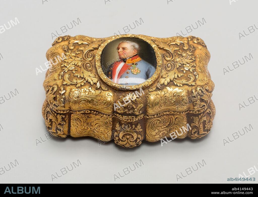 Snuff Box. Vienna, Austria. Date: 1825-1835. Dimensions: 3.3 × 7.9 × 5.4 cm (1 5/16 × 3 1/8 × 2 1/8 in.). Gold and enamel on copper. Origin: Austria.