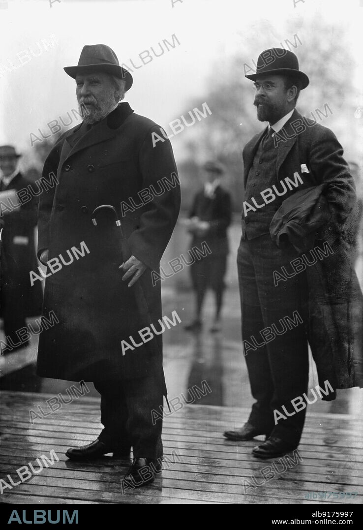 HARRIS & EWING. Hill, James Jerome, President, Great Northern Railway. Left, with Louis W. Hill, 1912.