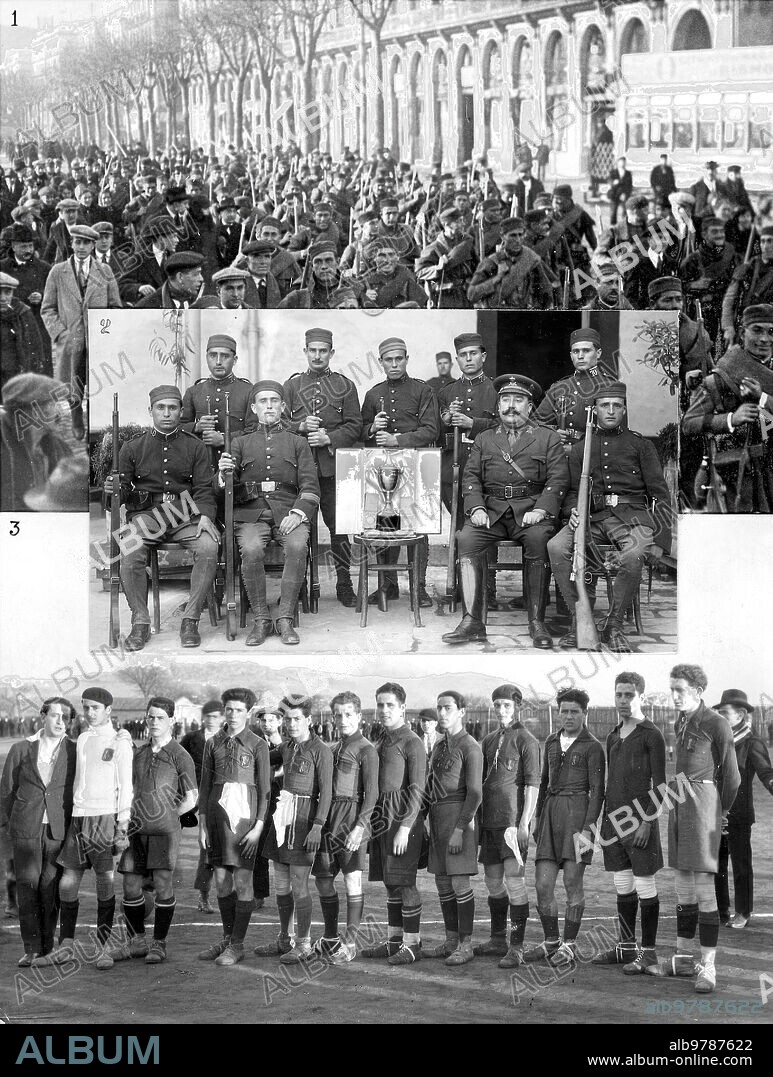 December 27, 1923. Miscellaneous Information. Arrival in Barcelona of the Soldiers of the Alcantara regiment repatriated from Africa, 2. Team from the Cartagena regiment that in a shooting contest has definitively won the Villamartin cup, 3. Champion soccer team from Cáceres, which will soon play in Madrid.