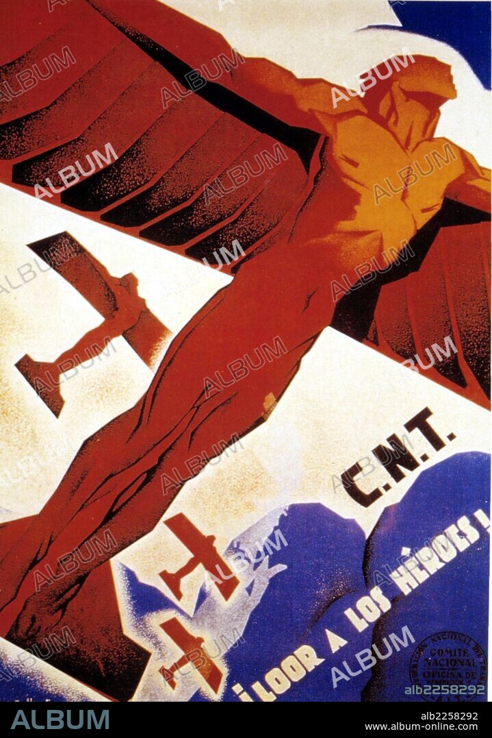 ARTURO BALLERSTER. GUERRA CIVIL ESPAÑOLA 1936 - 1939. CARTEL DE LA CNT ORIGINAL DE ARTURO BALLESTER.