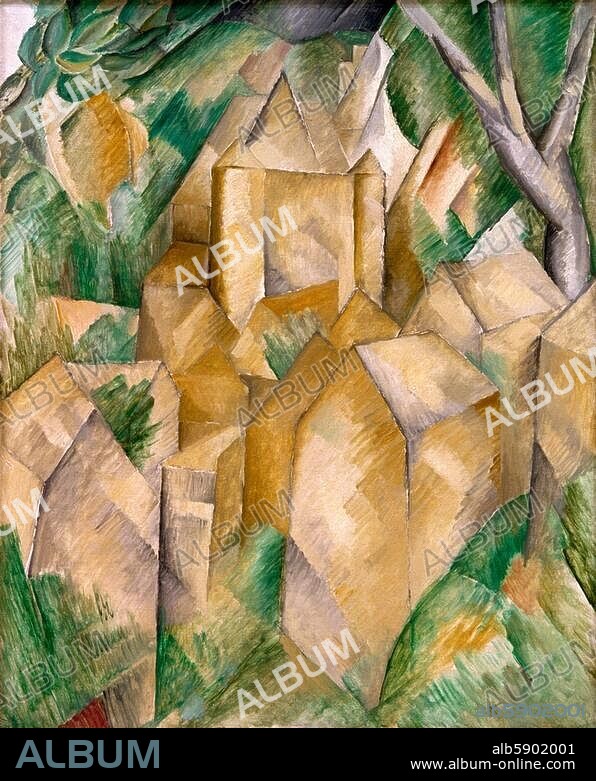 GEORGES BRAQUE. Braque, Georges ; 1882-1963. - "La Roche-Guyon (Le Château La Roche-Guyon", 1909. Huile sur toile, H. 0,73 ; L. 0,60. Don de Geneviève et Jean Masurel. Lille, Musée des Beaux-Arts.