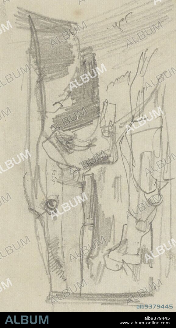 Also possible a mule with cargo. Page 47 from a sketchbook with 29 pages, Figures, possible on the street., draughtsman: George Hendrik Breitner, The Hague, 1881 - 1883 and/or 1882 - 1883, George Hendrik Breitner, 1882 - 1883.