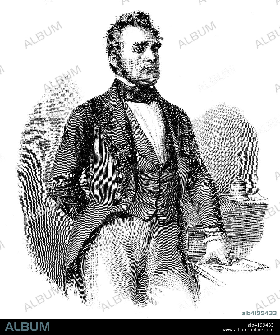 Heinrich Wilhelm August Freiherr von Gagern, 20 August 1799 - 22 May 1880, was a liberal German politician, digital improved reproduction of an original print from 1880.