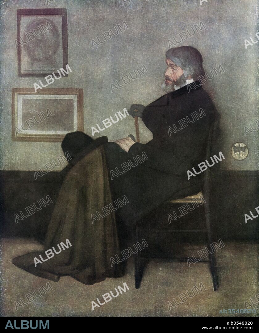 Thomas Carlyle, 1795 – 1881. Scottish philosopher, satirical writer, essayist, historian and teacher. After the painting by James McNeill Whistler. From Bibby's Annual, published 1915.