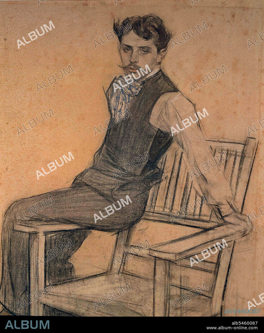MARQUINA , EDUARDO. ESCRITOR ESPAÑOL . BARCELONA 1879 - 1946. DIBUJO DE RAMON CASAS. MUSEO DE ARTE MODERNO . BARCELONA.
