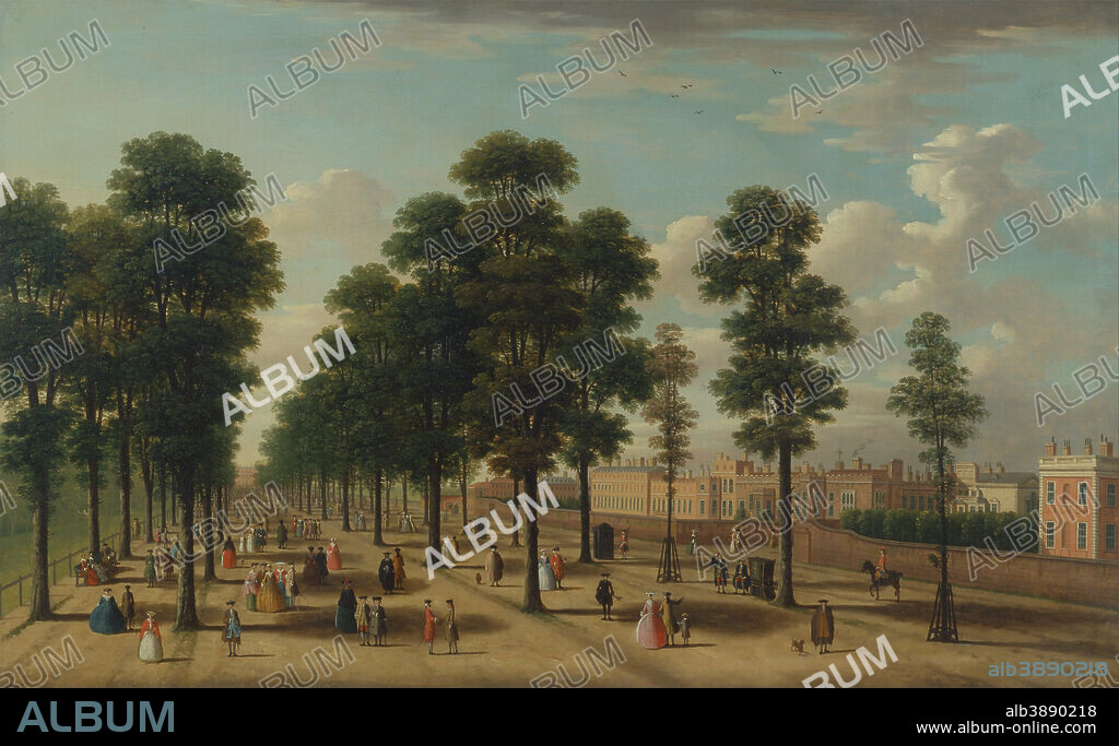 UNKNOWN ARTIST. The Mall. Date/Period: Between 1740 and 1750. Painting. Oil on canvas. Height: 749 mm (29.48 in); Width: 1,200 mm (47.24 in).