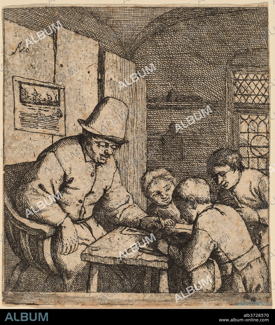ADRIAEN VAN OSTADE. The Schoolmaster. Dated: probably 1644. Medium: etching.