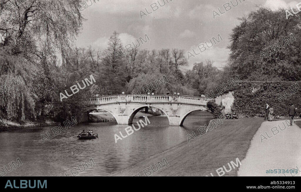 STEARN. Clare Bridge, Cambridge, 1940s. Clare College Bridge over the river Cam is the oldest still functioning bridge in Cambridge. It was built in 1639-40 by Thomas Grumbold.