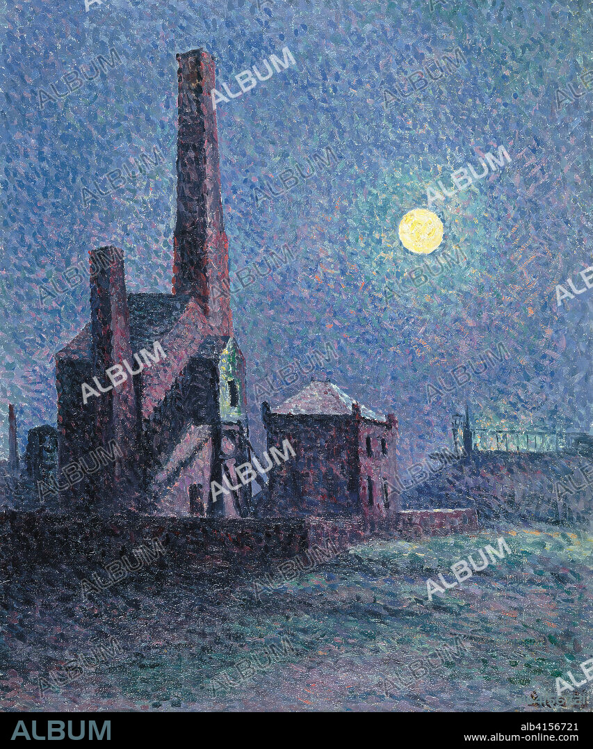 Maximilien Luce (París, 1858-1941). Fábrica a la luz de la luna (1898). Óleo sobre lienzo. 55,9 x 46 cm.