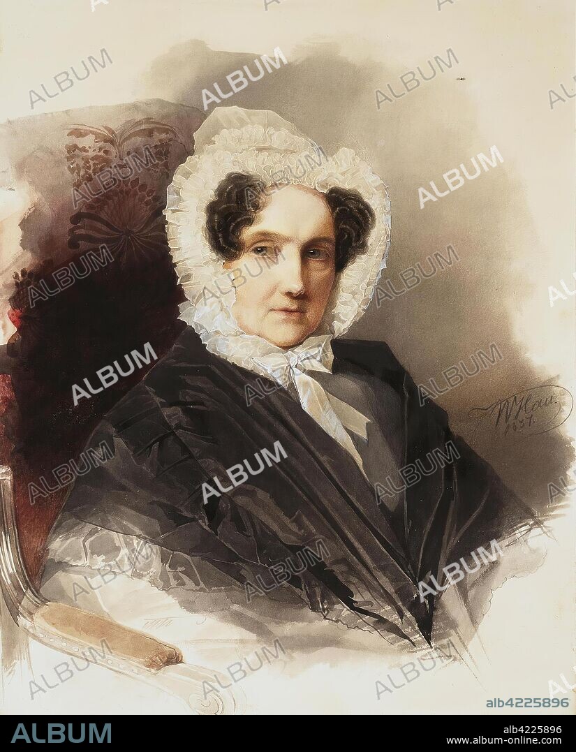 WOLDEMAR HAU. 'Portrait of Countess Anna Bobrinskaya'. Russia, 1837. Dimensions: 31,5x25,2 cm.