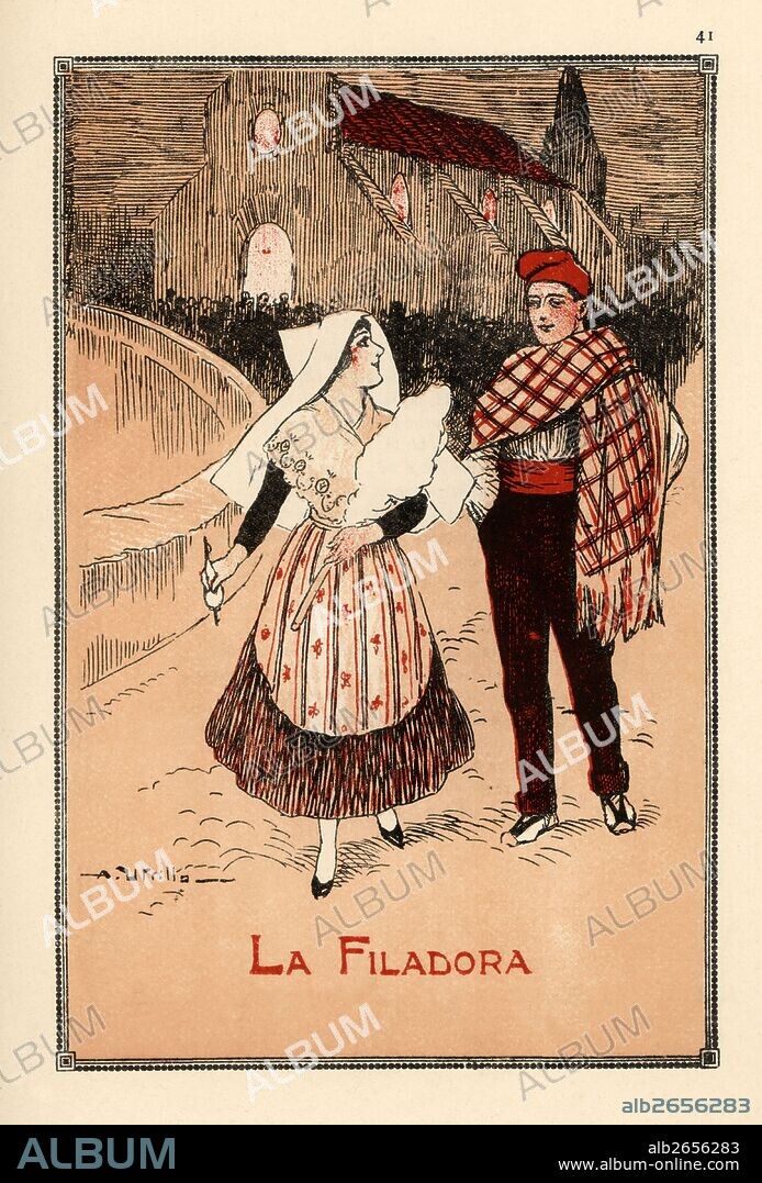 ANTONIO UTRILLO VIADERA. Catalunya. Partitura musical. La filadora, de La Cançó popular a tret de mainada, de Doménec Mas i Serracant. Año 1925.