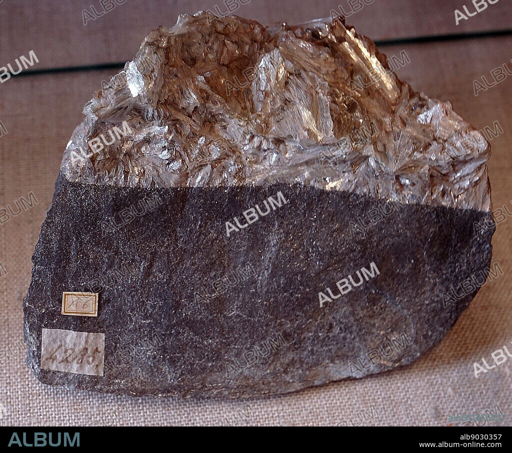 Sample of Emery, a grey massive with Kyanite. Emery is a dark granular rock used to make abrasive powder. Dated 21st Century.