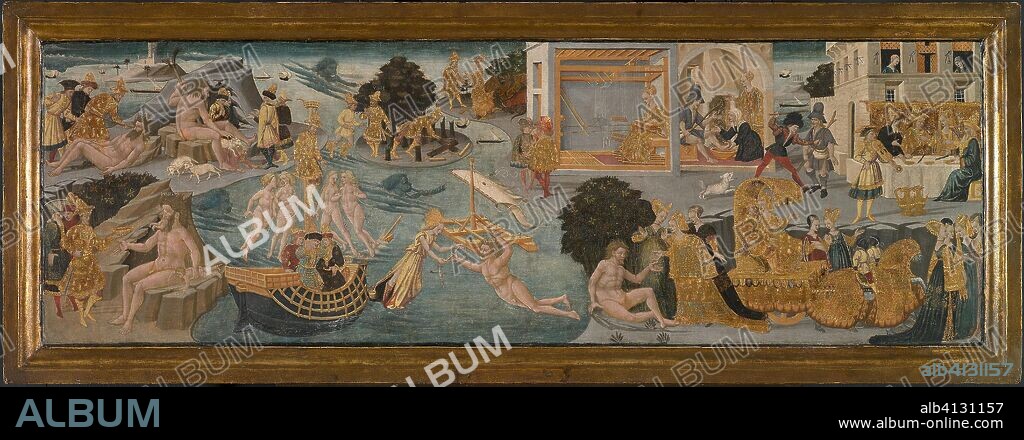 The Adventures of Ulysses. Apollonio di Giovanni; Italian, 1415/17-1465. Date: 1435-1445. Dimensions: 42 × 131.7 cm (16 3/4 × 51 7/8 in.). Tempera on panel. Origin: Italy.