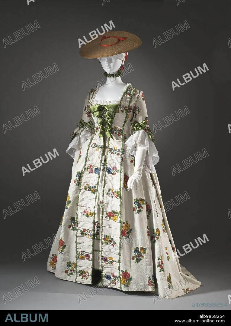 Woman's Robe à la Française or afternoon dress and petticoat, France, c.1760.