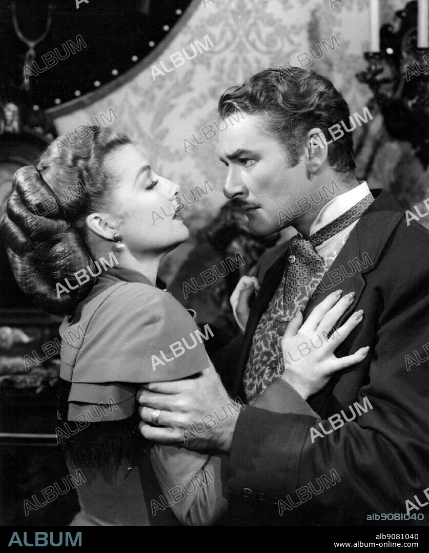 ANN SHERIDAN und ERROL FLYNN in SILVER RIVER, 1948, unter der Regie von RAOUL WALSH. Copyright WARNER BROS/FIRST NATIONAL.