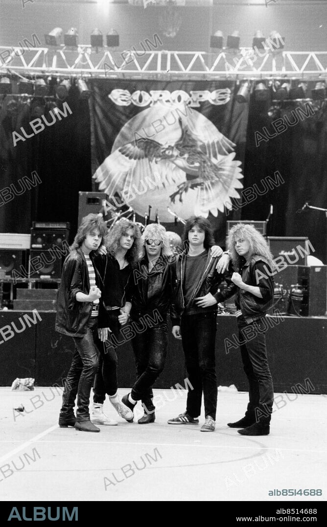 1984-12-10 - Hårdrockgruppen Europe - Joey Tempest - John Norum - John Levén - Mic Michaeli - Ian Haugland. *** Local Caption *** GP - Foto: Roger Granat. KAMERAREPORTAGE.