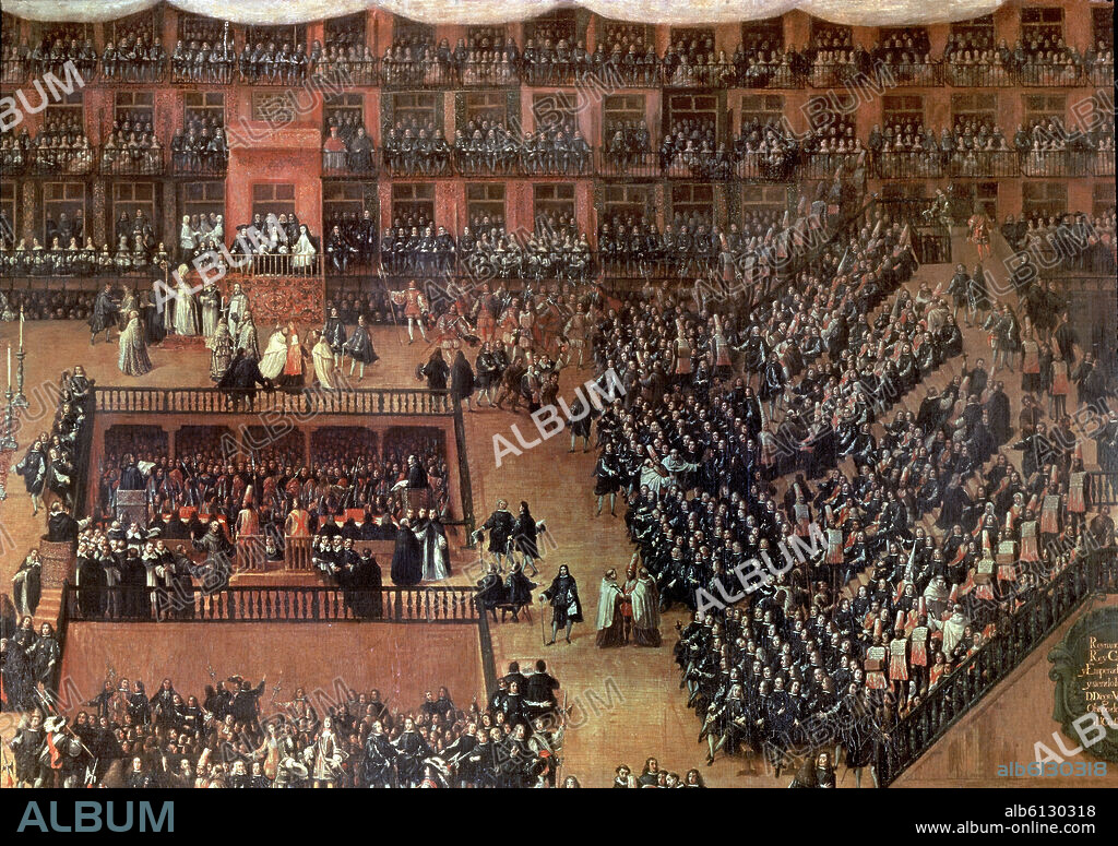 FRANCISCO RIZI DE GUEVERA. AUTO DE FE EN LA PLAZA MAYOR DE MADRID EL 30 DE JUNIO DE 1680 - 1683 - O/T - NP 1126 - BARROCO ESPAÑOL - CONJUNTO 5987.