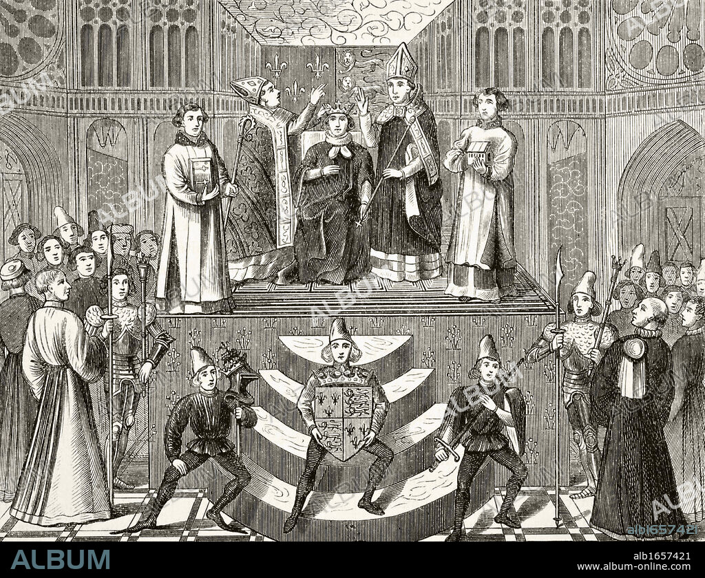 Coronation of King Henry IV of England 13 October 1399 From The National and Domestic History of England by William Aubrey published London circa 1890.