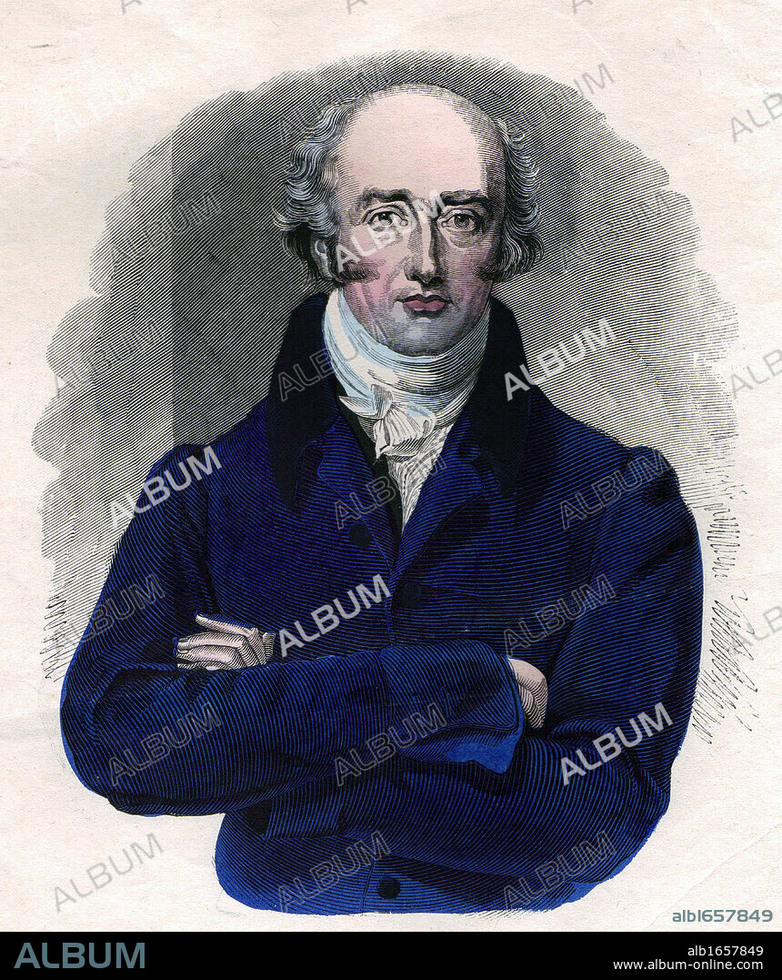 George Canning (1770-1827) British statesman. On the resignation of Lord Liverpool in 1827 Canning became Prime Minister but died the same year. Hand-coloured engraving.