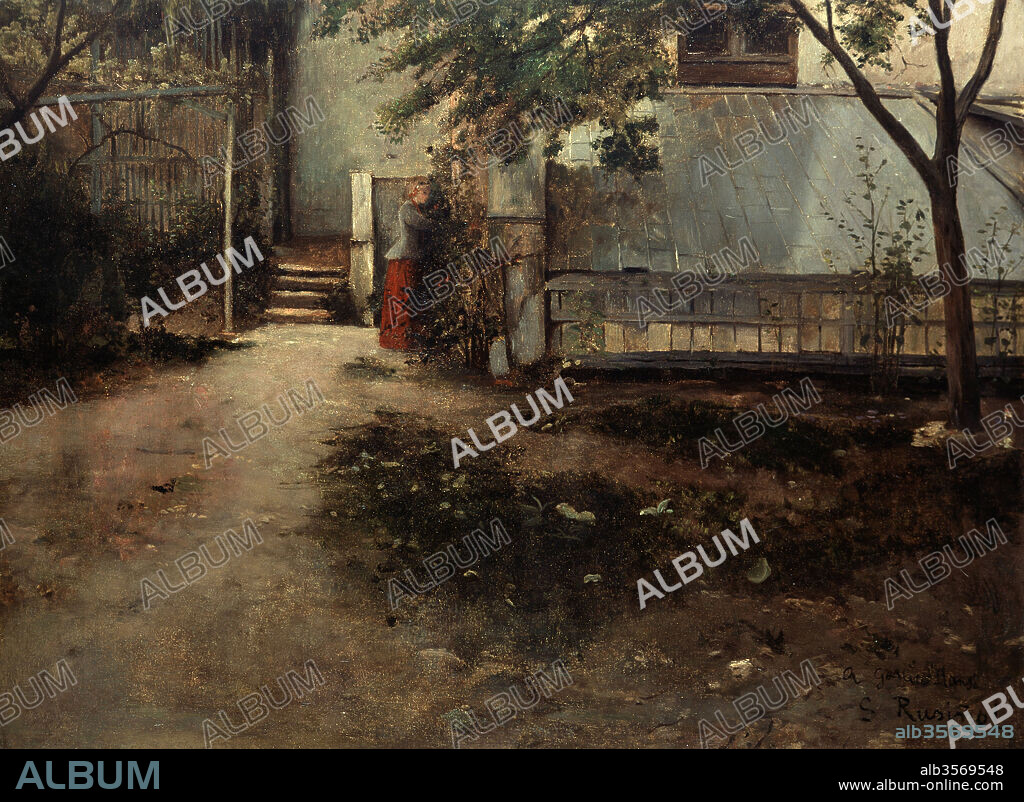 SANTIAGO RUSIÑOL. Santiago Rusiñol / 'El patio de mi casa', 1890, Óleo sobre lienzo, 73 x 100 cm.