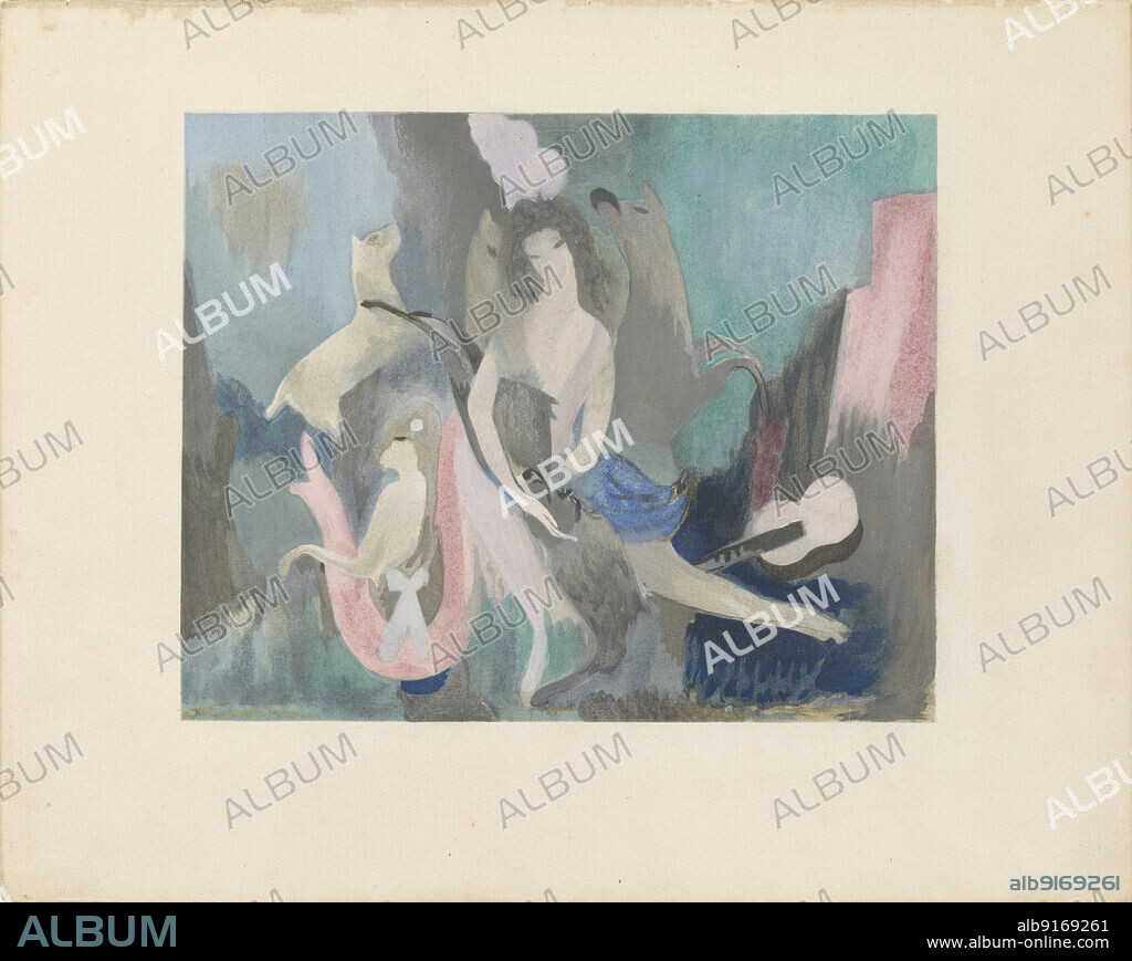 MARIE LAURENCIN. Curtain design for the ballet "Les Biches" by Francis Poulenc.