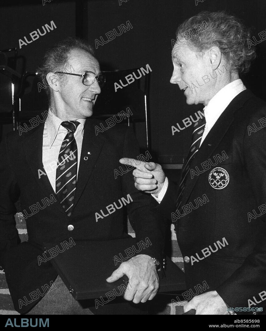 19821123. Idrottslegenderna Sixten Jernberg (t.v.) och Gert Fredriksson (t.h.).. Foto: Bertil Ericson Kod: 1002 COPYRIGHT SCANPIX.