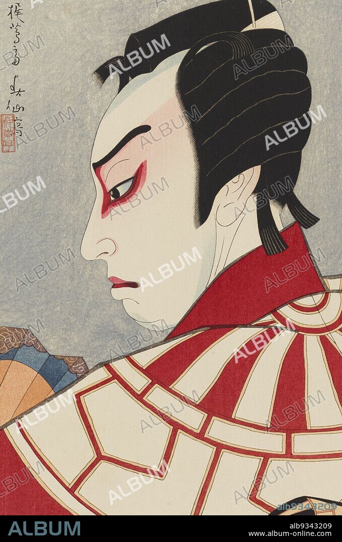 Morita Kanya as Kitsune Tadanobu in 'Yoshisune senbon-zakura', Natori Shunsen, artist, 1952, Tokyo, woodcut, The major Japanese 20th century printmaker Natori Shunsen (1886-1960) first worked for the principal publisher of shin-hanga ('modern prints'), Watanabe Shzabur, in 1916 and was well-known in America through his exhibitions at the Toledo Museum of Art. Shunsen was one of the first to re-establish his relationship with the publisher after the war, and his works were immediately popular. Their appeal, as of shin-hanga generally, was due largely to their direct, accessible, naturalism. They reflected the experiences of Western visitors, and they confirmed an 'imagined Japan' for collectors in America.