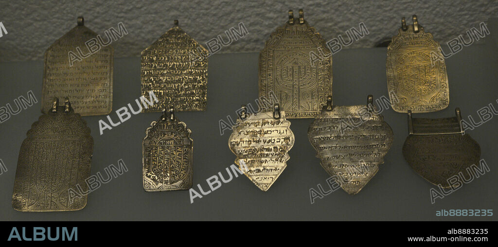Kabbalistic amulets (kemia) from Persia. 20th century. Silver. Sephardic Museum. Toledo. Castile-La Mancha. Spain.