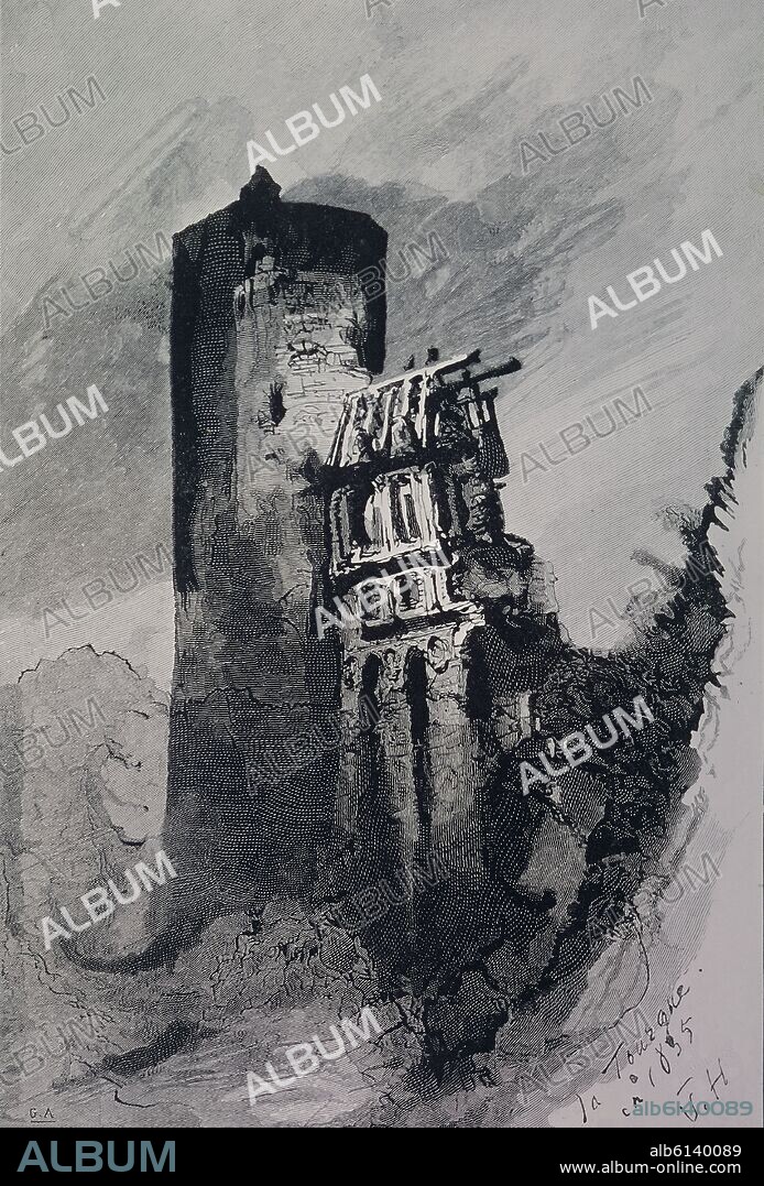 VICTOR HUGO (1802-1885). DIBUJO - TORRE EN RUINAS.