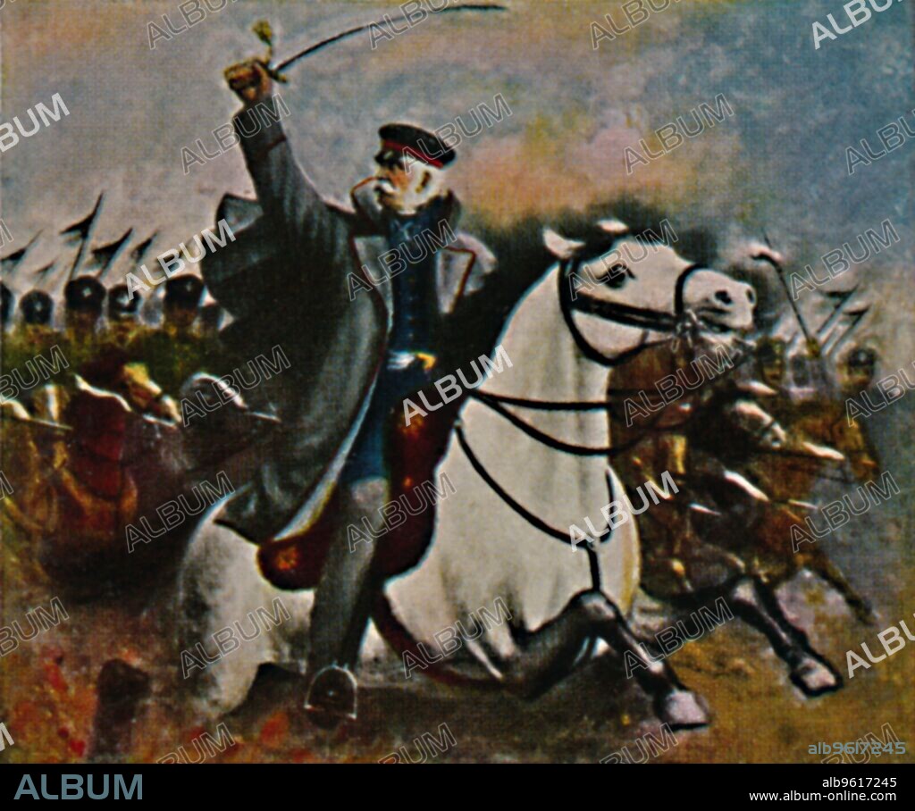 'Feldmarschall Blücher 1742-1819', 1934. Gebhard Leberecht von Blücher, Fürst von Wahlstatt (1742-1819), Prussian Generalfeldmarschall. He earned his greatest recognition after leading his army against Napoleon I at the Battle of the Nations at Leipzig in 1813 and the Battle of Waterloo in 1815. From "Die Großen der Weltgeschichte". [Eckstein-Halpaus, Dresden, 1934].