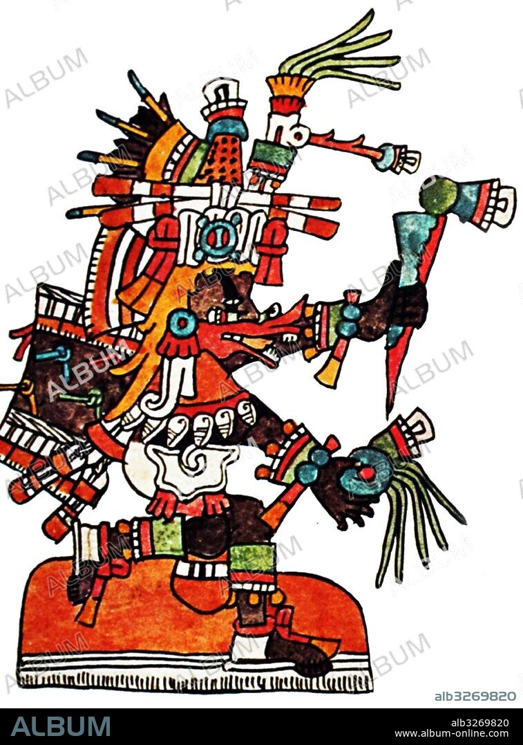 The Mesoamerican deity, Quetzalcoatl, God of Wind and Wisdom, a feathered serpent. Dated 7th Century.