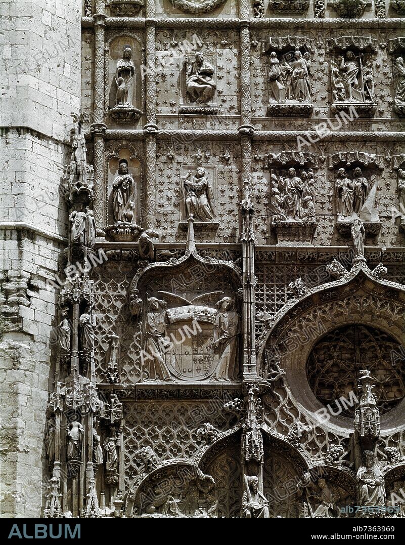 SIMON DE COLONIA (1450/1511). DET - FACHADA RETABLO - 1490 - GOTICO TARDIO - ESCULTURAS DE FRANCISCO RINCON.