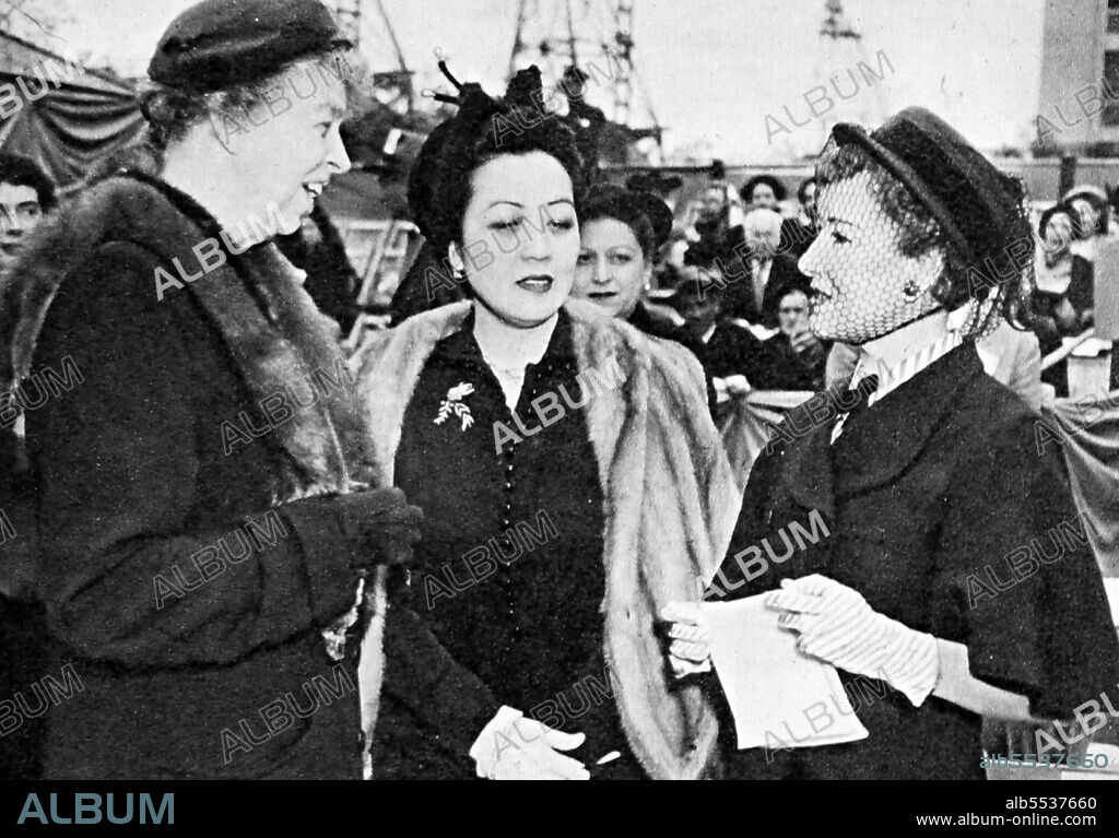 Eleanor Roosevelt, Mrs Carlos Romulo, and Lady Inverchapel. Anna Eleanor Roosevelt (October 11, 1884 - November 7, 1962) was an American political figure, diplomat, and activist. She served as the first lady of the United States from 1933 to 1945, during her husband President Franklin D. Roosevelt's four terms in office, making her the longest-serving first lady of the United States.