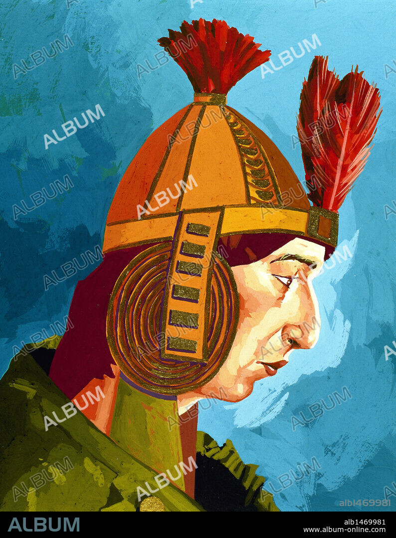 HUASCAR (Inti Cusi Huallpa Huáscar) (1491-1532). Emperador inca (1525-1532), hijo de Huayna Cápac y hermano de Atahualpa. Dibujo.