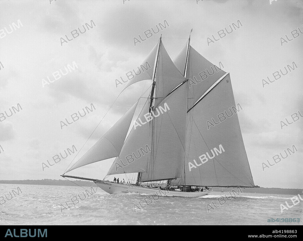 The schooner 'Meteor IV', 1912. 'Meteor IV' was Kaiser Wilhelm II's fourth yacht. It was designed by Max Oetz and launched in 1909.