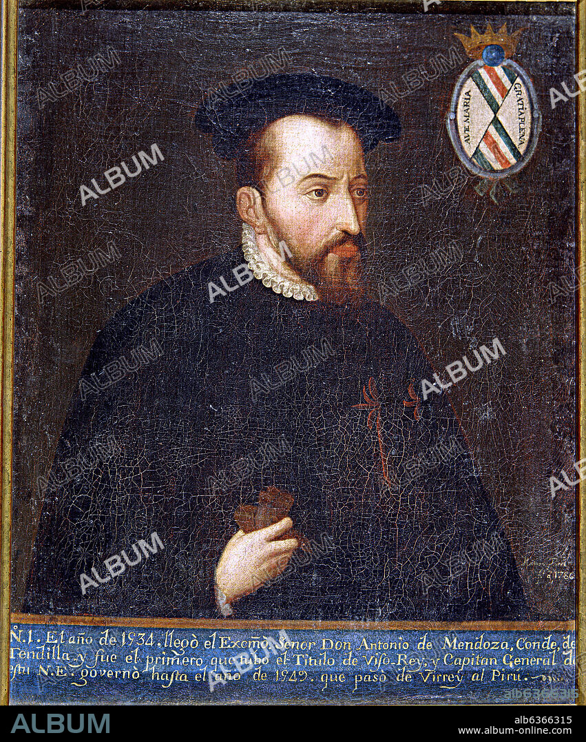 RAMÓN TORRES. ANTONIO MENDOZA (1490-1552) - PRIMER VIRREY DE NUEVA ESPAÑA Y SEGUNDO DE PERU - 1786 - ESCUELA MEXICANA - VIRREINATO DE NUEVA ESPAÑA - O.