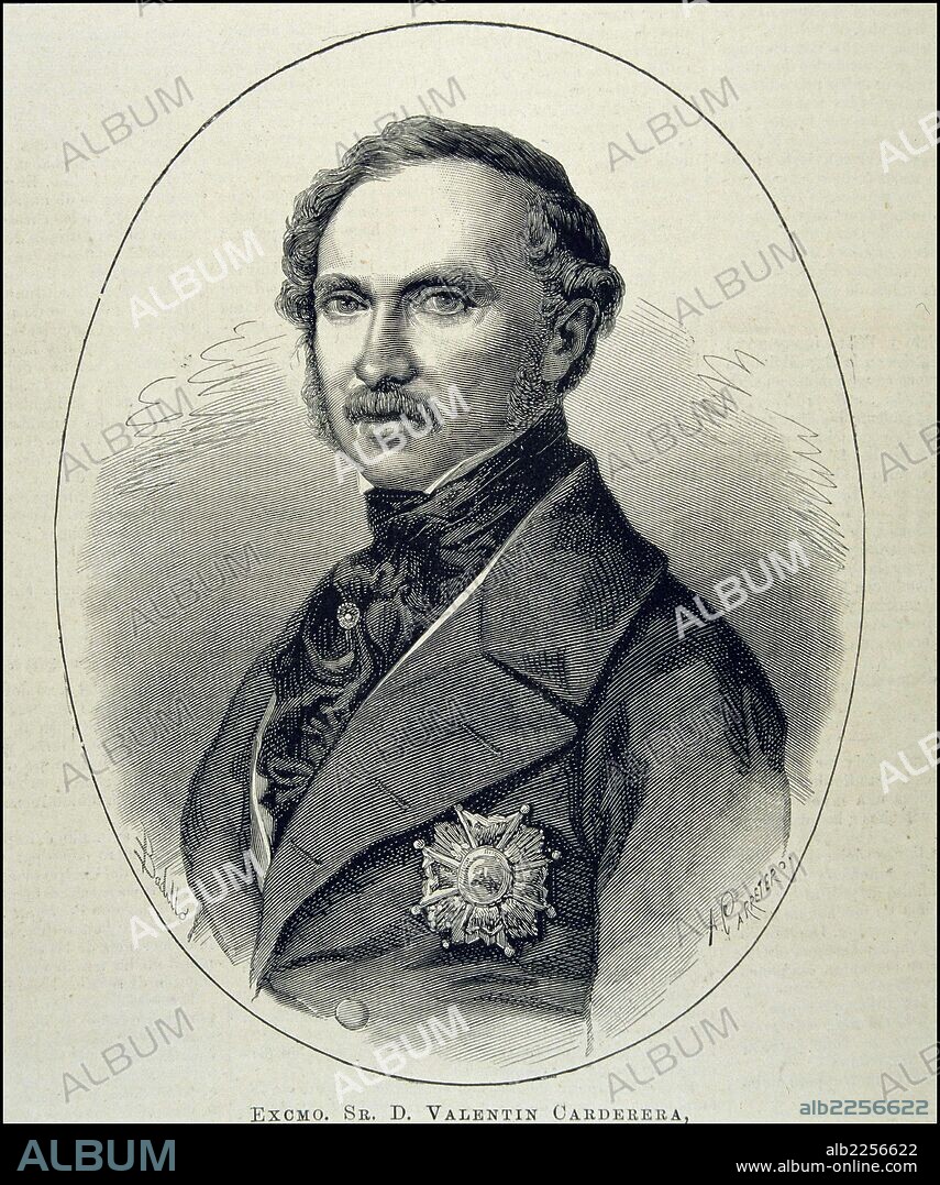 VALENTIN CARDERERA. CARDERERA , VALENTIN. PINTOR Y ESCRITOR ESPAÑOL. HUESCA 1796 - 1880. GRABADO RETRATO. ILUSTRACION ESPAÑOLA Y AMERICANA.