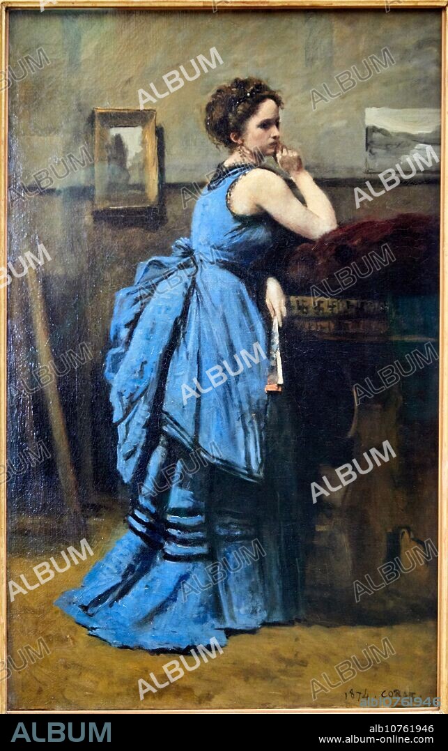 "La dame en bleu", 1874, Camille Corot, 1796-1875, Musée du Louvre, Paris, France, Europe.