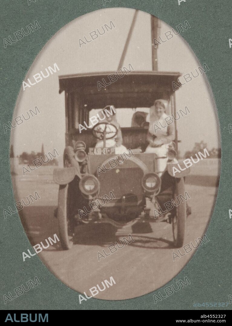Digital Image - World War I, Nurses in Ambulance, Egypt, 1915-1917, Digital image of a photograph from an album compiled by Sister Selina Lily (Lil) Mackenzie, documenting life as an Australian nurse during World War I. Lil nursed at the 1st Australian General Hospital (AGH) from October 1915 to January 1917. The 1st AGH was located in the Heliopolis Palace Hotel on the north-eastern edge of Cairo.