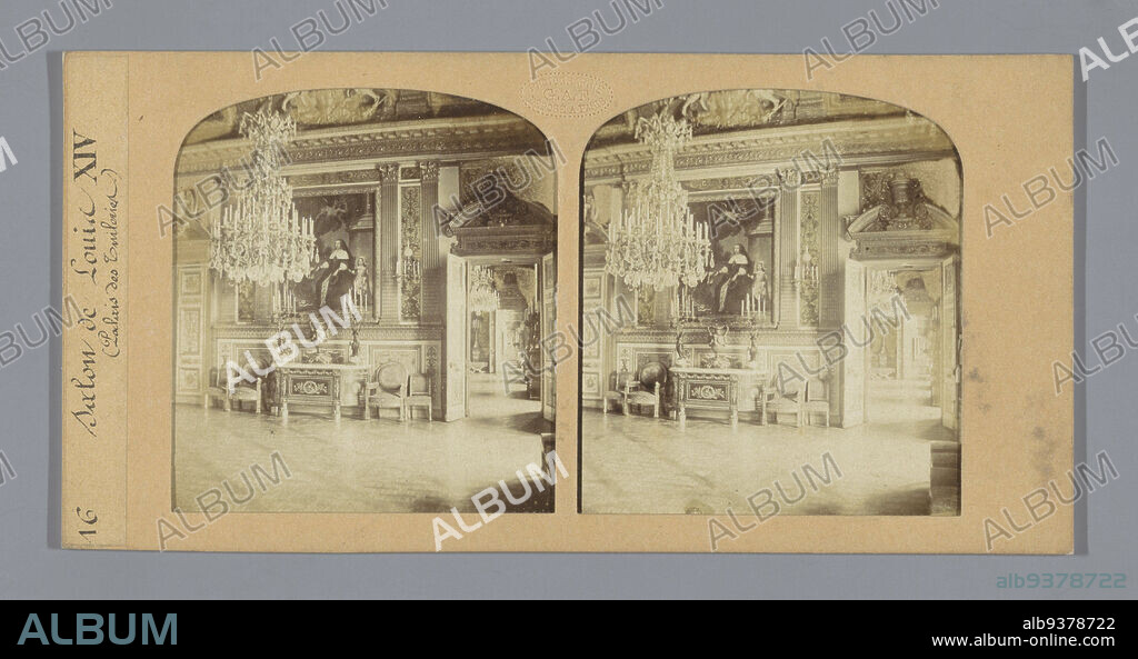 Interior of the Salon of Louis XIV in the Palais des Tuileries, Paris, Salon de Louis XIV (Palais des Tuileries) (title on object), Florent Grau (mentioned on object), Paris, 1858, photographic support, paper, albumen print, height 83 mm × width 168 mm.