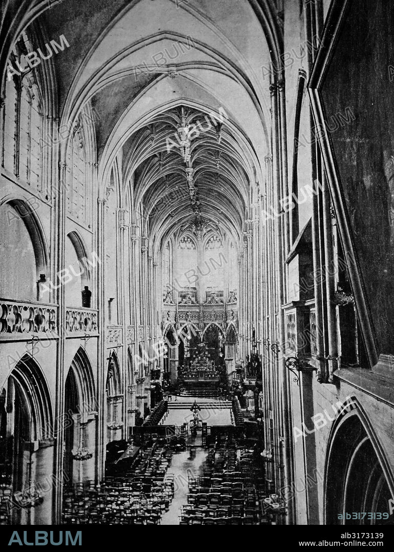 Early autotype of caen, basse-normandie, france, historical picture, 1884.