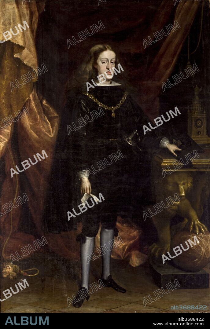JUAN CARREÑO DE MIRANDA. Juan Carreño de Miranda / "Retrato de Carlos II", 1677-1679, Óleo sobre lienzo. 2,08 x 1,44 m.