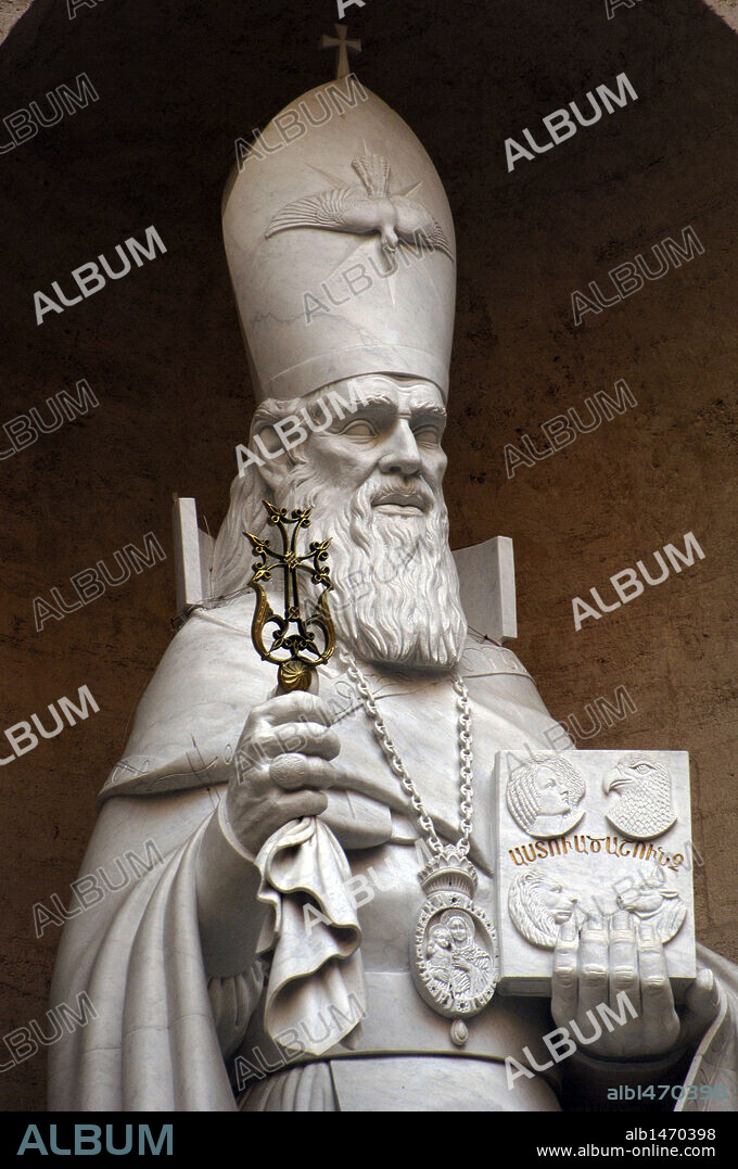 Saint Gregory the Illuminator or Saint Gregory the Enlightener (c. 257- c. 331). Patron saint and first official head of the Armenian Apostolic Church. Statue. St. Peter's Basilica. Vatican City.