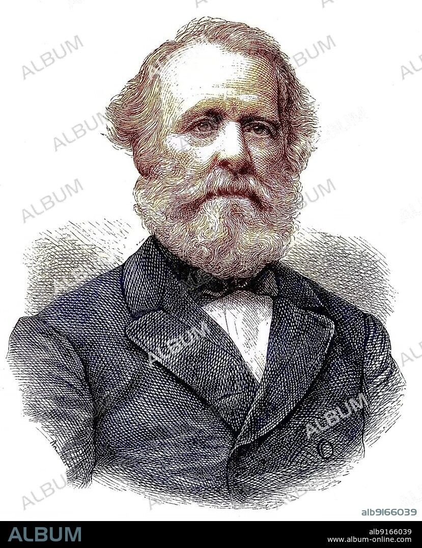 Johann Jakob Sturz, 1800 to 1877, Prussian Consul General in Brazil, philanthropist and animal lover, historical woodcut, circa 1870, digitally restored reproduction of a 19th century original, exact original date unknown, coloured.