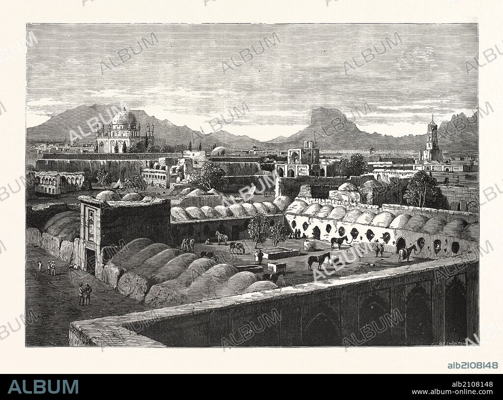 CANDAHAR INTERIOR THE CITADEL, KANDAHAR, QANDAHAR, AFGHANISTAN, ENGRAVING 1880.