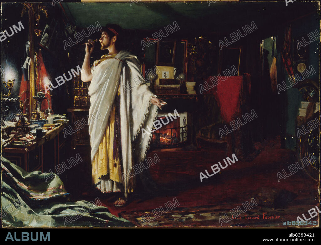 Mounet-Sully putting on makeup in her dressing room before a performance of "Oedipus the King", 1893.