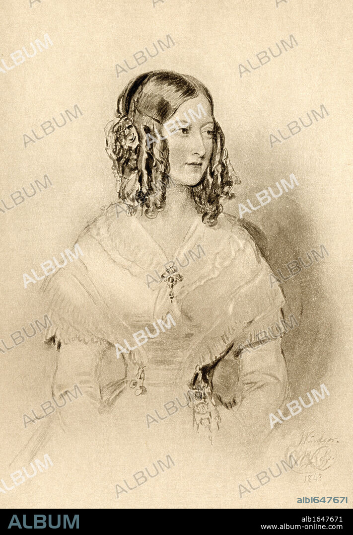 Princess Victoire of Saxe-Coburg and Gotha, Duchess of Nemours, 1822-1857.From a portrait by Sir.W.Ross.From the book 'The Girlhood of Queen Victoria 1832-1840 Vol II' published 1912.