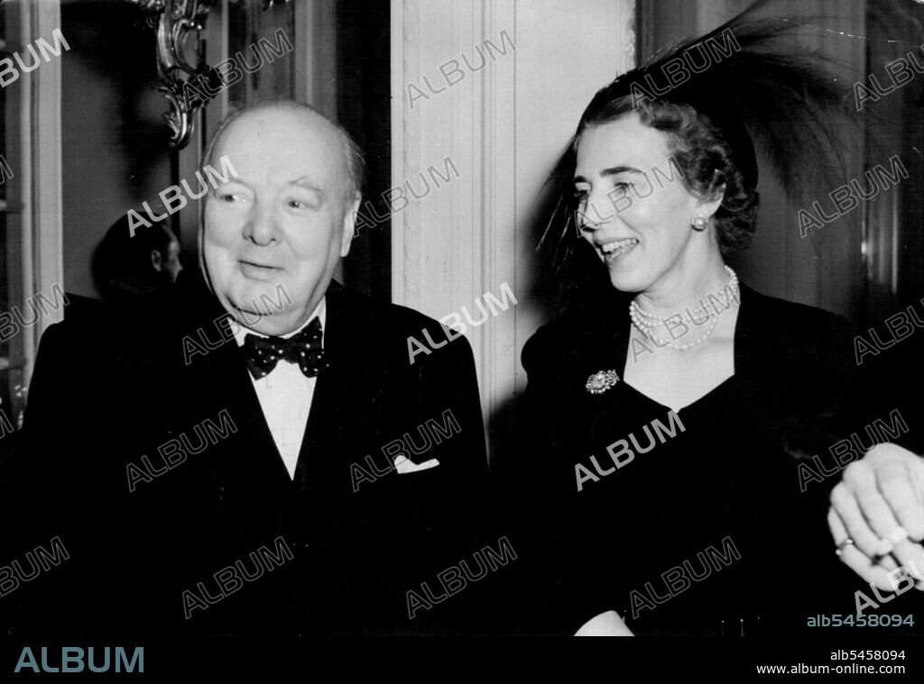 Winston's Birthday Smile - Mr.Winston Churchill ' s 75th birthday smile when he was pictures at the luncheon with Queen Ingrid of Demark.
Mr. Winston Churchill, who is celebrating his 75th birthday, was guest of honour at a luncheon given at the Danish Embassy, Pont street, London, to-day (Wednesday).
The King and Queen of Denmark, at present visiting England, and Mr. Clement Attlee, British premier, were present. November 30, 1949. (Photo by Reuterphoto).
