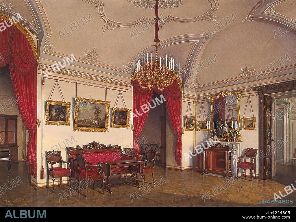 EDWARD HAU. 'Interiors of the Winter Palace. The Fourth Reserved Apartment. The Drawing-Room'. Russia, 1869. Dimensions: 31x44,5 cm.